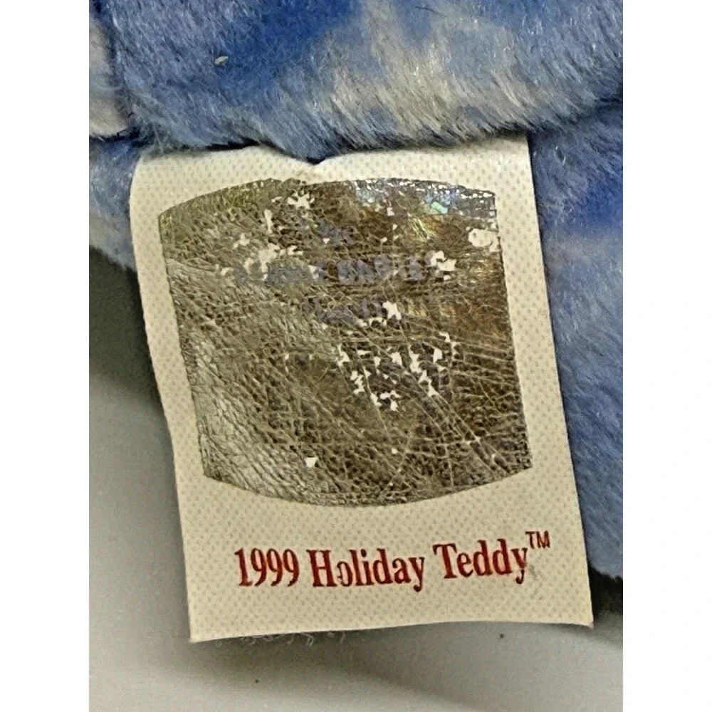 TY Beanie Baby Holiday Teddy 1999 Ice Blue Snowflake Bear Rare No Tags Plush
